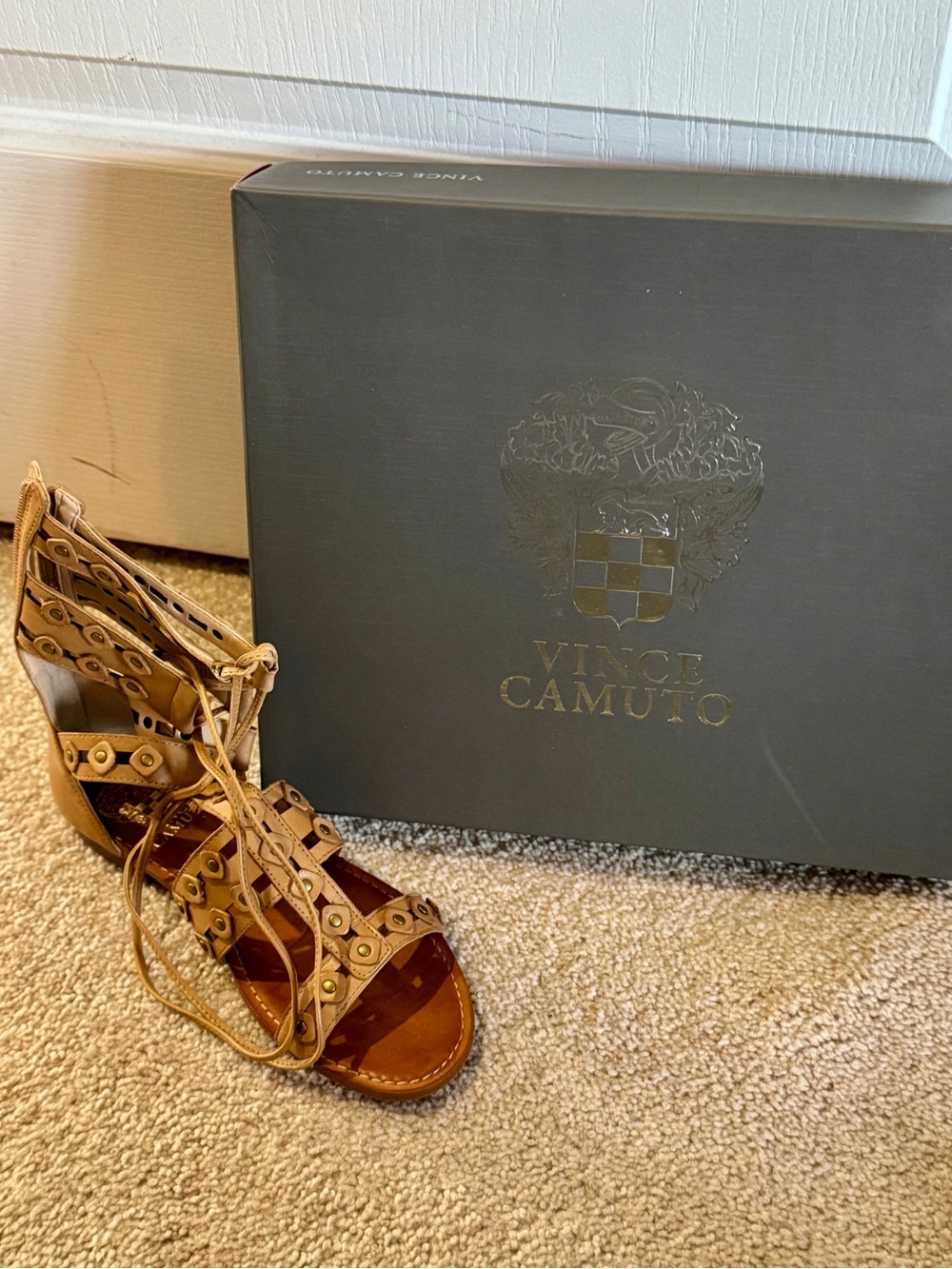 Vince Camuto Tan Lace-Up Gladiator Sandals